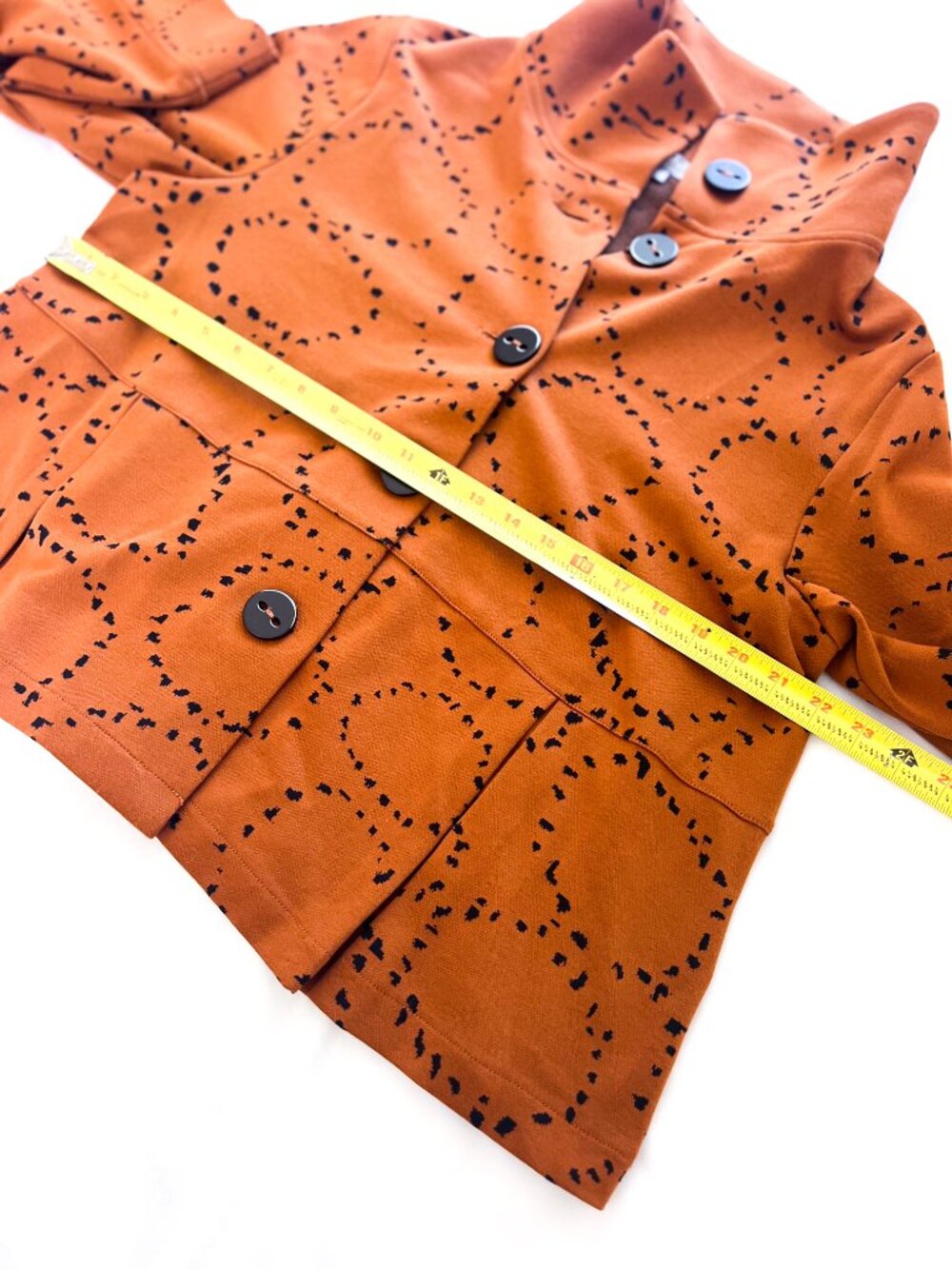 Habitat Clothing Retro Circle Knit Jacquard Button Jacket Ginger Rust - Picture 8 of 11